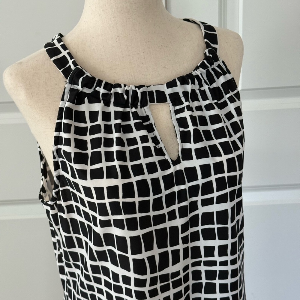 Jude Connally Monochrome Grid Midi Dress